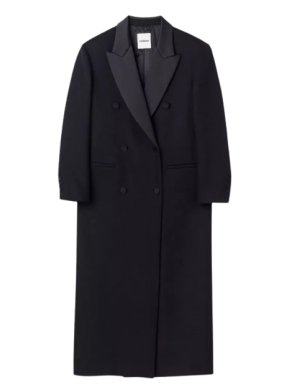 Sandro Black Emanuelle Double-Breasted Wool-Blend Coat
