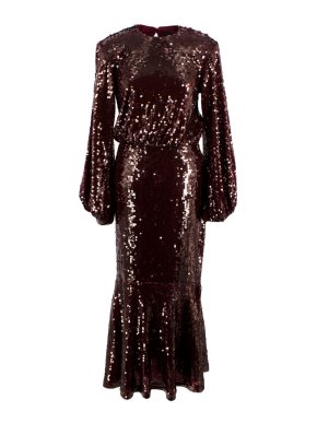 Rotate Burgundy Sequin Embellished Gown