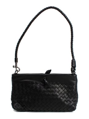 Bottega Veneta Black Intrecciato Leather Mini Shoulder Bag