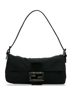 Fendi Black Nylon Zucca Mamma Baguette Bag