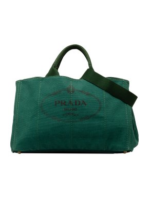 Prada Green Large Canapa Logo Bag