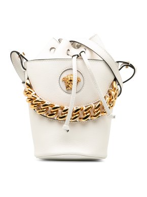 Versace White La Medusa Bucket Bag