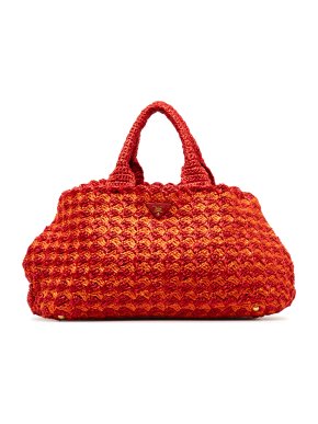 Prada Red Canapa Raffia Tote