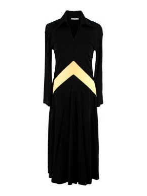 Celine Black Point Collar Chevron Stripe Midi Dress