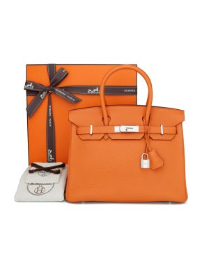 Hermes Birkin 30 Retourne in Orange Togo Leather with Palladium Hardware