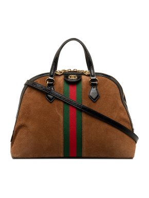 Gucci Brown Suede Medium Web Ophidia  Bag