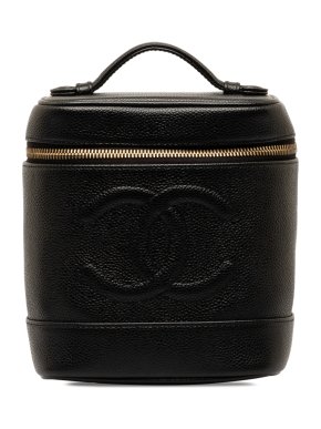 Chanel Black CC Caviar Leather Vanity Case