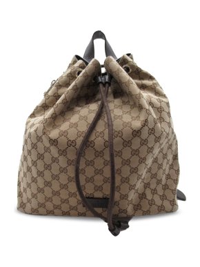 Gucci Brownn GG Canvas Drawstring Backpack