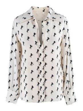 Chloe Ivory Silk Horse Print Shirt