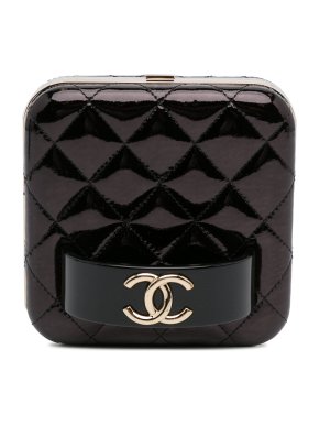 Chanel Black Patent Leather Bracelet CC Clutch Bag