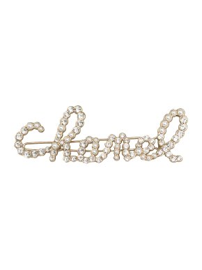 Chanel Rhinestone & Faux Pearl Swirling Logo Barette