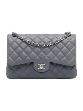 Chanel Grey Jumbo Classic Lambskin Double Flap Bag