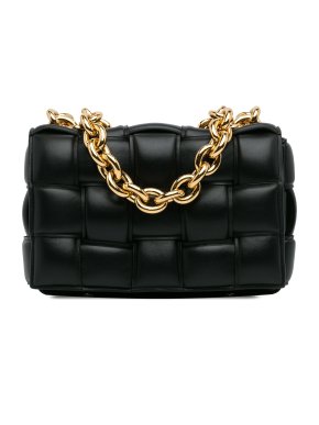 Bottega Veneta Black Intrecciato Padded Chain Cassette Bag