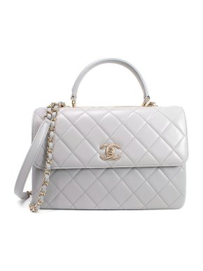 Chanel Light Grey Trendy CC Quilted Lambskin Top Handle Bag