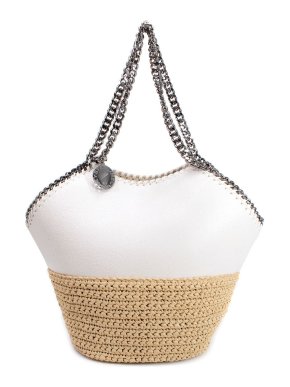 Stella McCartney White Falabella Raffia Medium Tote