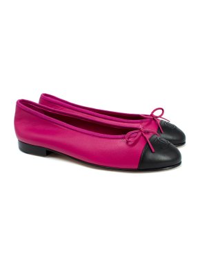 Chanel Magenta Pink Leather Ballet Flats