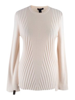 Louis Vuitton Cream Ribbed Bell Sleeve Jumper