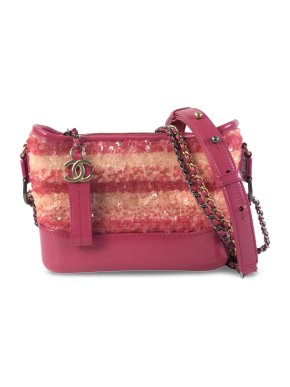 Chanel Pink Small Sequin Gabrielle Crossbody Bag