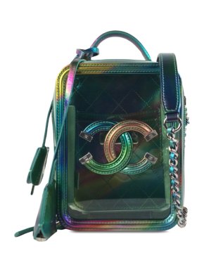 Chanel Rainbow PVC CC Filigree Vertical Vanity Case