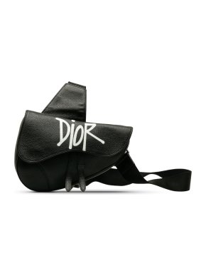 Dior x Stussy Black Graffiti  Saddle Belt Bag