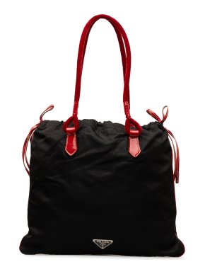 Prada Black Tessuto Drawstring Tote Bag