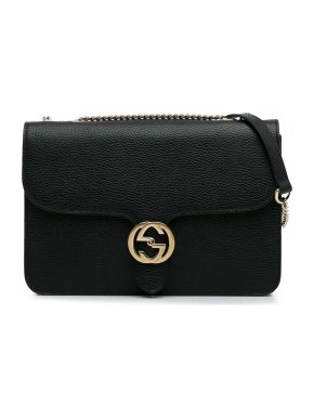 Gucci Black Medium Dollar Interlocking G Crossbody Bag