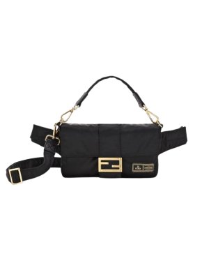 Fendi x Porter Black Nylon Baguette Bag