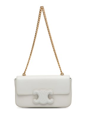 Celine White Cuir Triomphe Chain Shoulder Bag