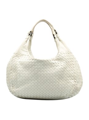 Bottega Veneta White Medium Intrecciato Campana Hobo Bag