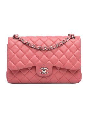 Chanel Pink Jumbo Classic Lambskin Double Flap Bag