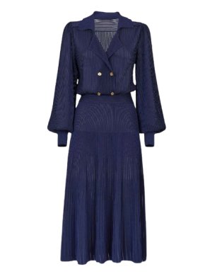 Fendi Navy Ribbed Shirt Dress