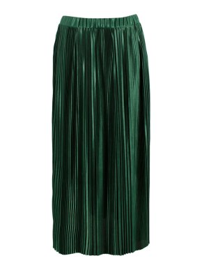 Givenchy Emerald Green Satin Pleated Midi Skirt