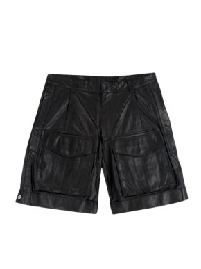 Dior Homme Black Leather Cargo Shorts