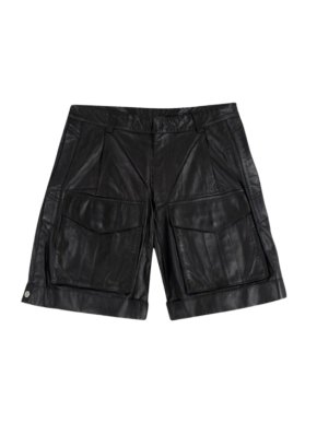 Dior Homme Black Leather Cargo Shorts