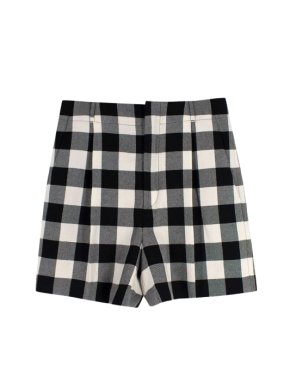Dior Black and White Gingham High Waisted Wool Shorts