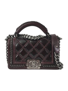 Chanel Burgundy Small Calfskin Boy Top Handle Bag