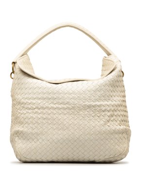 Bottega Veneta White Intrecciato Hobo Bag