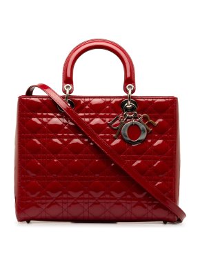 Dior Red Patent Leather Large Lady Dior