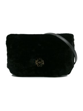 Loewe Black Shearling Mini Goya Shoulder Bag