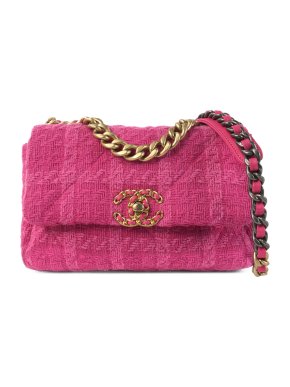 Chanel Pink Tweed Medium  19 Flap Bag