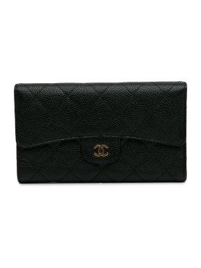 Chanel Black Caviar Leather Trifold Wallet