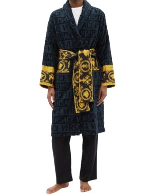 Versace I Love Baroque logo-jacquard cotton bathrobe