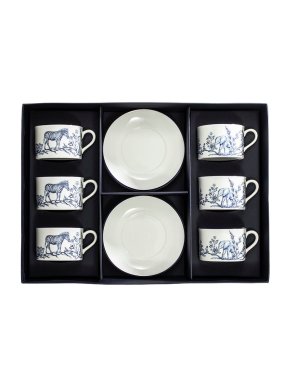 Halcyon Days x Nina Campbell Serengeti Teacup and Saucer Set of 6
