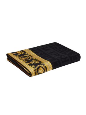 Versace Black Baroque Double-Face Throw Blanket
