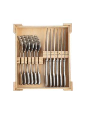 Charingworth Silver Fiddle Stainless Steel Steak Knife and Fork Cutlery 12 Piece Set