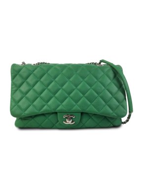 Chanel Green Jumbo Accordion Flap Bag