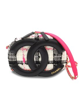 Chanel Pink and Black CC Tweed Camera Bag