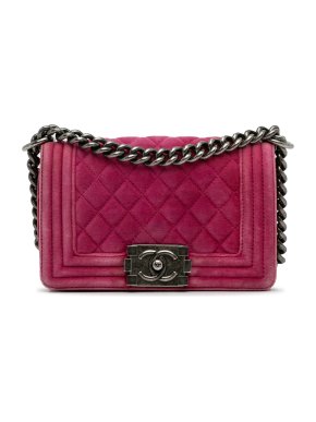 Chanel Pink Velvet Small Boy Bag