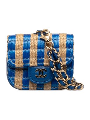 Chanel Blue Striped Raffia AirPods Pro Case