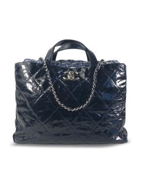 Chanel Navy Glazed Calfskin Portobello Tote Bag